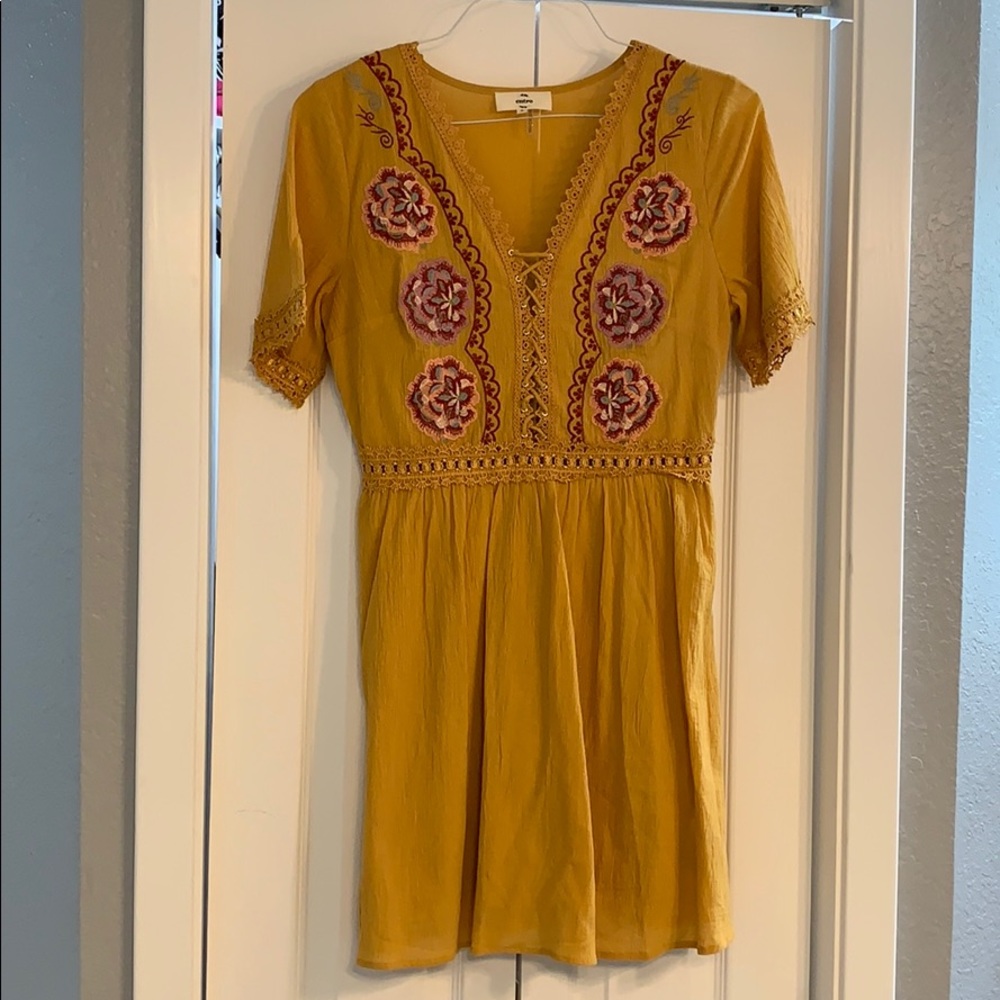 Mustard Embroidery Dress!